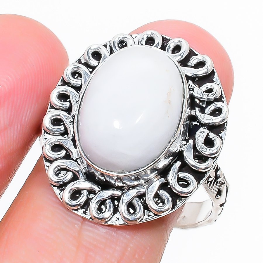 RRP £50 Elegant 925 Sterling Silver Rings With Real Indian Rainbow Moonstone 
